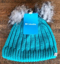 Columbia Youth Snow Problem™ II 2 Beanie Teal Double Pom NWT OSFA $25 MSRP