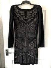 Black Embellished Quiz Dress - Size L - BX118