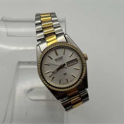 Vintage Seiko Quartz 3E23-0A69 Two-Tone Day/Date 24mm Ladies Watch New Battery