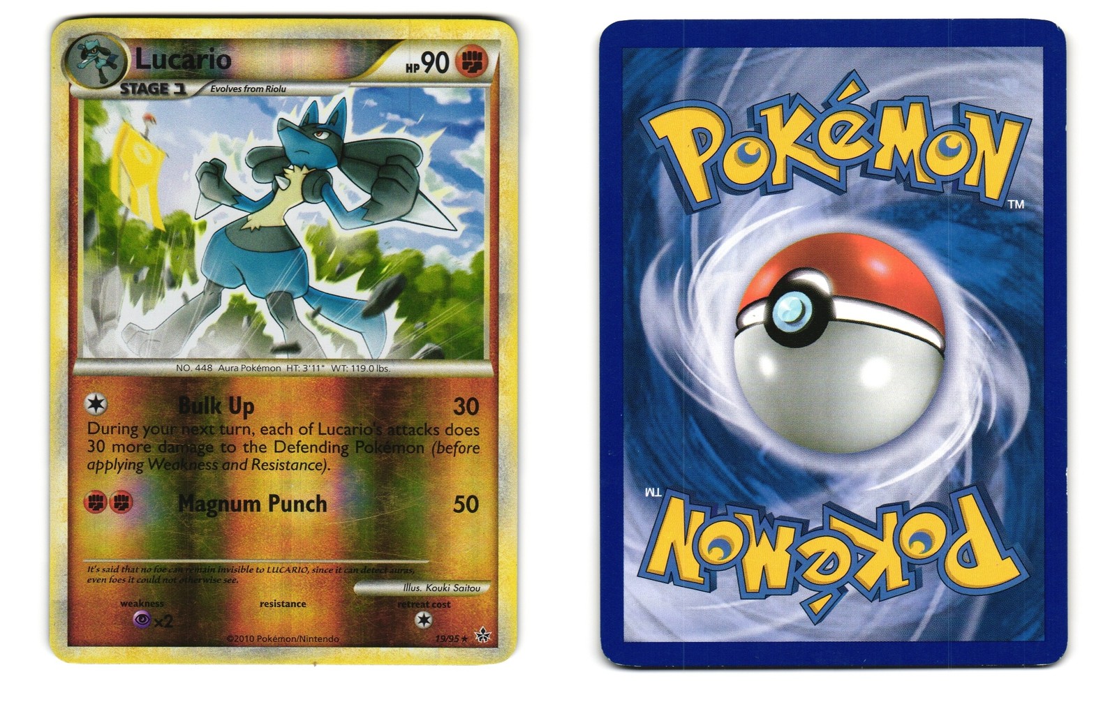 LUCARIO 19/95 RARE HGSS UNLEASHED POKEMON REVERSE HOLO LP 2010