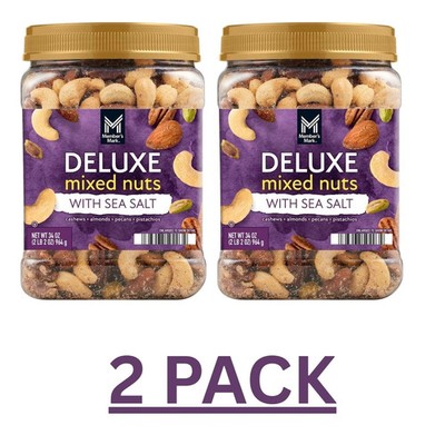 2 PACK - Member's Mark Deluxe Mixed Nuts with Sea Salt(34 oz Each) .