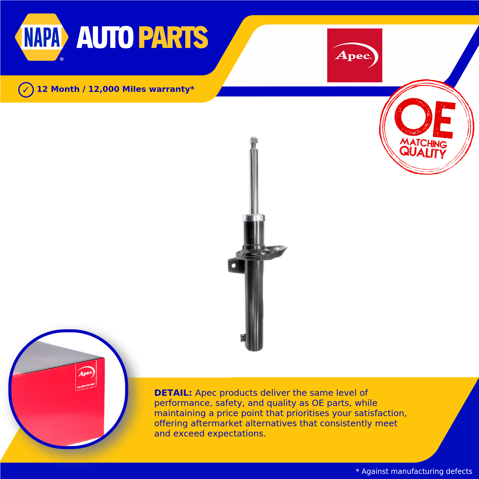 2x Shock Absorbers (Pair) Front ASA1304 Apec Damper 3C0413031BC 5N0413031AL New
