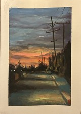 Tramonto a Santa Fe, quasi nuovo colore guazzo su carta 9x12 pollici originale firmato