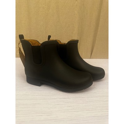 Chooka Delridge Chelsea Black Waterproof Rain Boots Warm Plush Lining Women 8