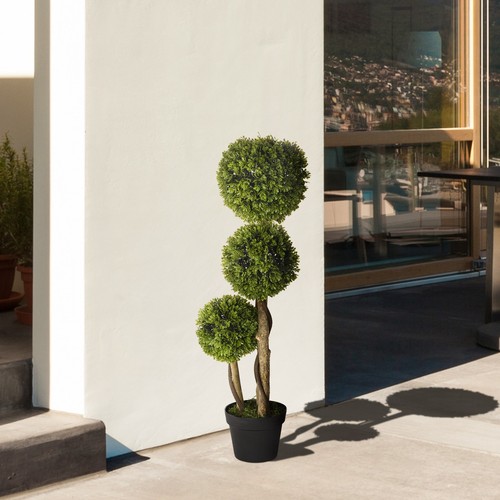 HOMCOM Pianta Artificiale di Bosso a 3 Sfere Altezza 90 cm con Vaso incluso - Foto 8 di 10