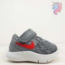 Nike Flex Contact TDV Toddlers Size 2C Grey Red Shoes 917935-003