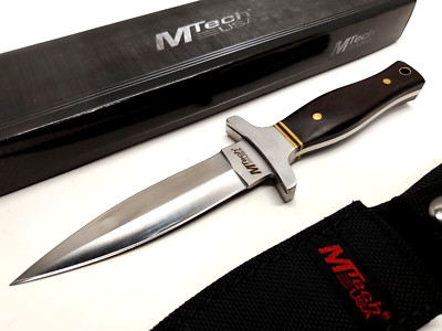 MTech Dagger Dual Double Edge Fixed Blade Boot Knife Hunting Wood Skinner