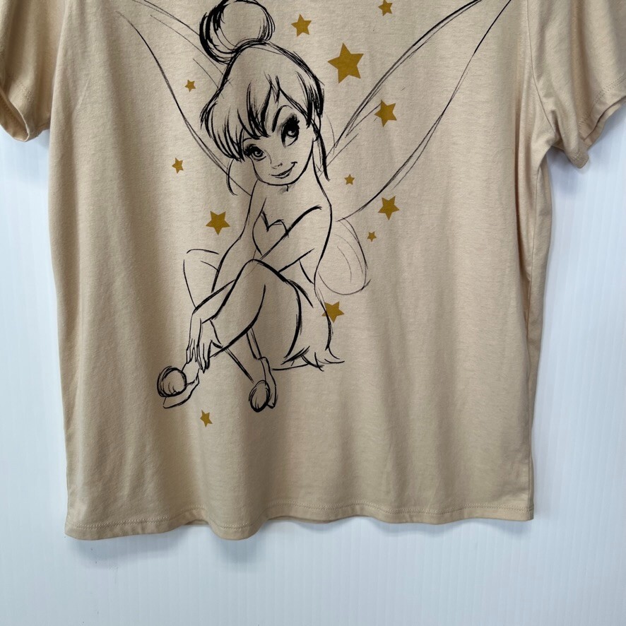 Disney Shirt Women Large Tinker Bell Star Sit Short Sleeve