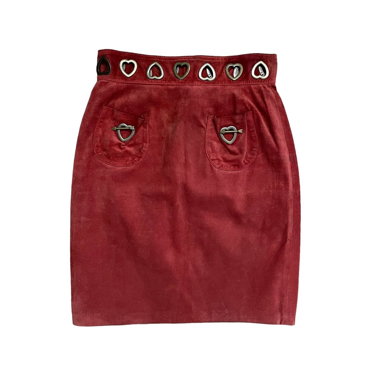 Vintage Moschino Cheap & Chic Heart Waist Suede Mini Skirt Size S