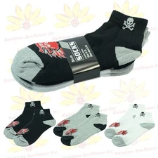 NEW 9 Pairs Ankle/Quarter Crew Mens Socks Cotton Low Cut Size 10-13 Skull