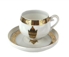 Japanese Lithophane Cup & Saucer Gold Thai Religious Secret Geisha Girl