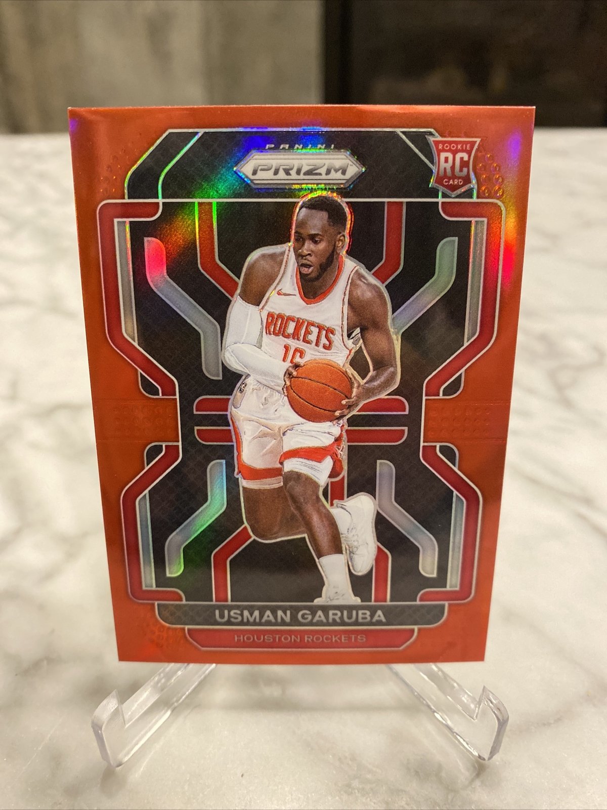 2021-22 Prizm Usman Garuba Red Prizm RC Rookie #321 Houston Rockets # /299 SP 💎
