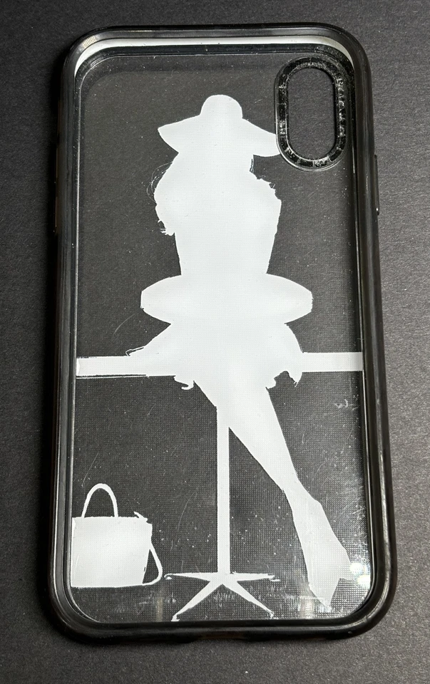 Casetify Case for iPhone XR Black Trim Transparent with Design Woman in Cafe - Image 2 of 4