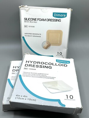 Silicone Foam Dressing With Border (1 Box) & Hydrocolloid Dressings (2 Boxes)