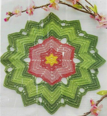 DESERT FLOWER DOILY 12 1/2'' HOME DECOR CROCHET PATTERN INSTRUCTIONS