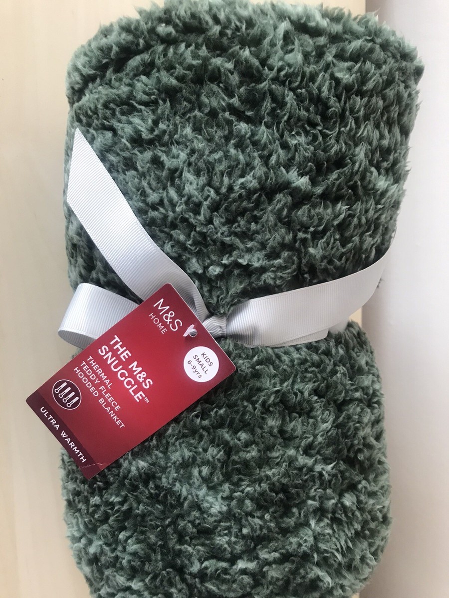 M&S Kids Teddy Fleece Snuggle Hooded Blanket Small (6-9 yrs