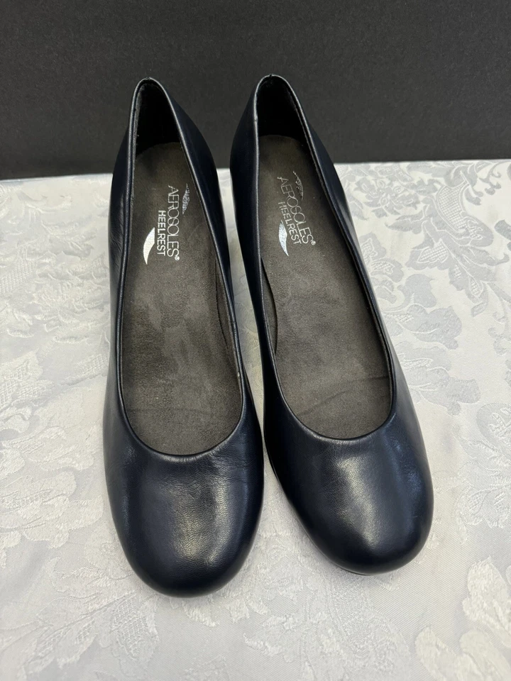Zapatos de vestir cómodos Aerosoles 9,5 M reposa tacón bonito juego azul marino Foto 2 de 4