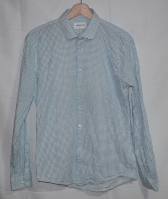 Lindbergh White Hemd Herren Stretch Blau Gepunktet Größe M