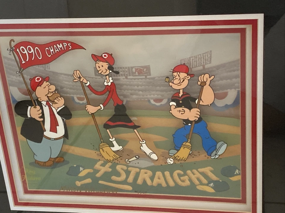 Sericel M.Waldman Signed Popeye Clean Sweep Cincinnati Reds Baseball LE 125 - Image 2 of 4