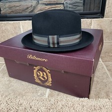 NEW Biltmore Fedora Hat Governor Uptown Black Size 7 1/8 USA Made Ribbon Band