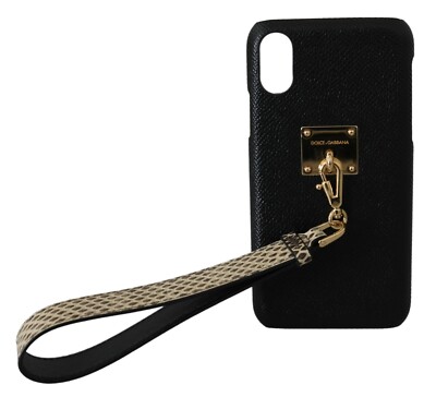 DOLCE GABBANA Phone Case Black Beige Wristlet DG Logo iPhone X XS RRP  $600