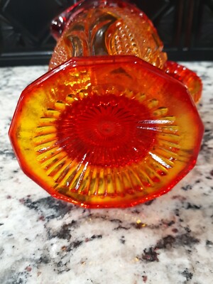 Vintage Viking Glass Amberina Pitcher, Yesteryear Pattern 8 1/4 in