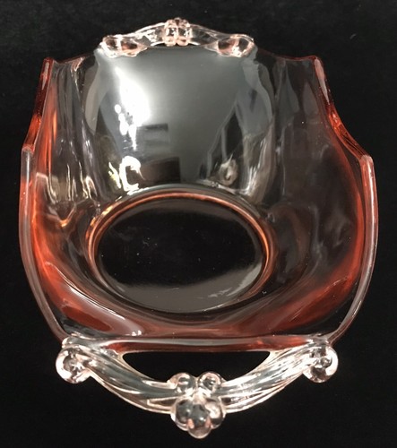 Vintage Glasschale Depression rosa mit verzierten Griffen MCM - Bild 4 von 15