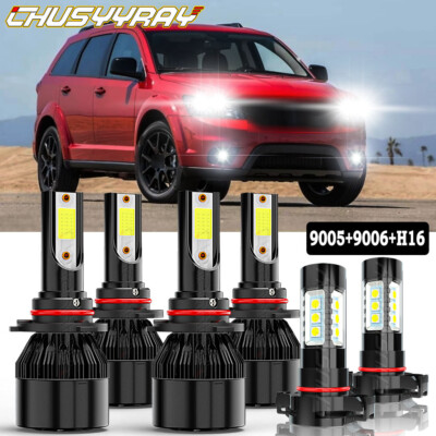 For Dodge Journey 2010-2019 6X LED Headlight High/Low Beam Fog Light Bulbs Kit