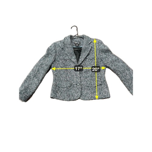 Style & Co Petite Tweed Blazer Jacket Black White Turquoise Fully Lined Sz 4P - Picture 6 of 9