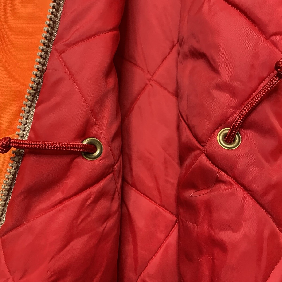 Vintage 70s Woolrich Orange Corduroy Collar & Cuffs Quilt