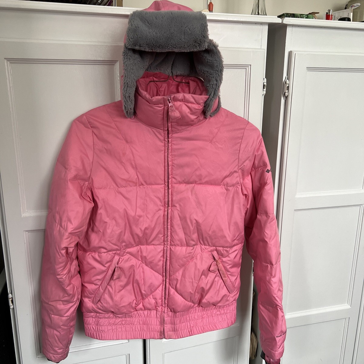 ジャケット・アウター Columbia hooded puffer jacket black pink Columbia Puffer Coat Jacket Girls Youth 18 20 Bomber Pink Hood