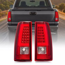 Pair C-tube Led Tail Lights For 2003-2006 Chevy Silverado Rear Brake Lamps Red