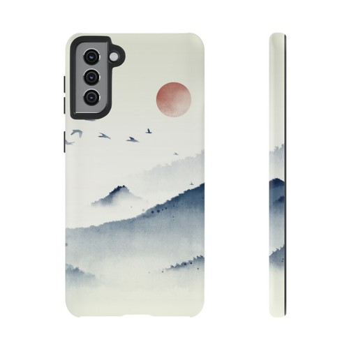 Mountain Sky Cell Phone Case - Blue Watercolor Ink Japanese Style Print - Gift - Picture 33 of 48