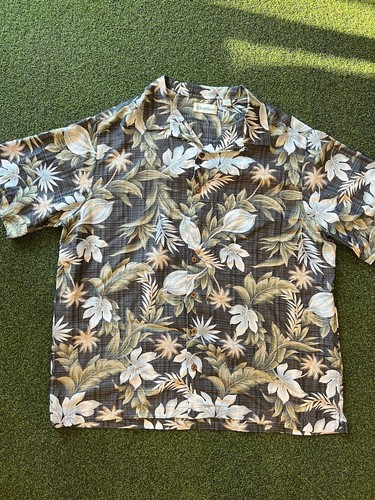 Caribbean Mens Hawaiian Floral Silk Cotton Modal Shirt Black Size 2XT Camp