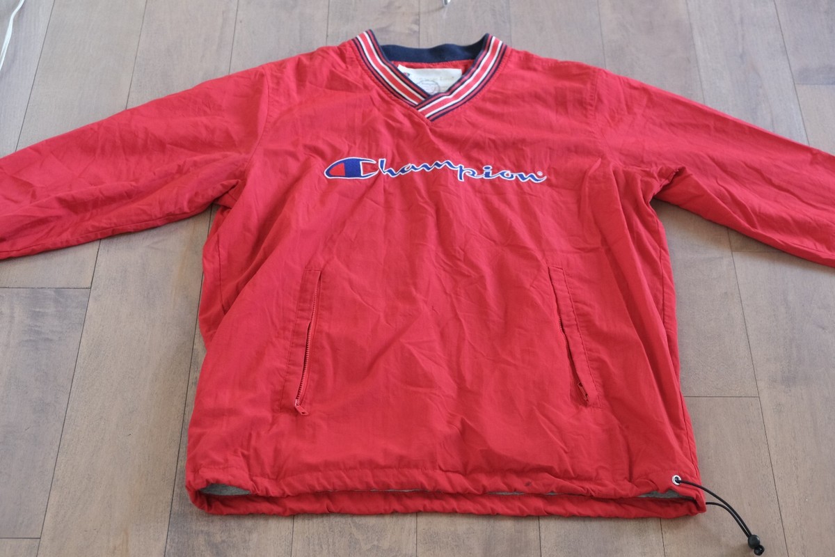 SUPREME x CHAMPION Warm Up Pullover S/S 2015 - Sz Medium - Red 