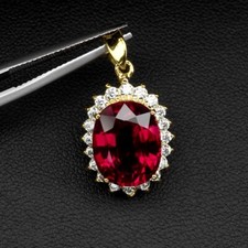 Hot Pink Padparadscha Sapphire Oval 9.50Ct 925 Sterling Silver Handmade Pendants