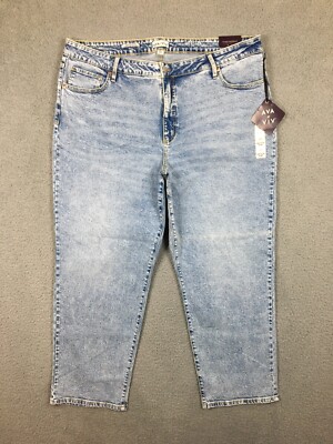 Ava & Viv Womens Jeans High-Rise 90s Straight Leg Light Wash Stretch Size 24 NWT