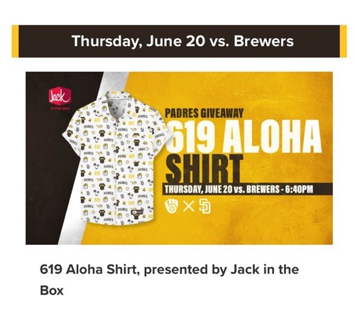 2024 San Diego Padres 619 Aloha Shirt XL Size Giveaway Limited Edition