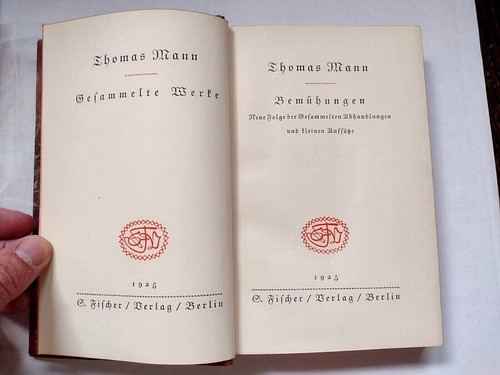 Thomas Mann, Bemuhungen, SIGNED & Inscribed to Brother-in-Law, S. Fischer, 1925 - Picture 5 of 6