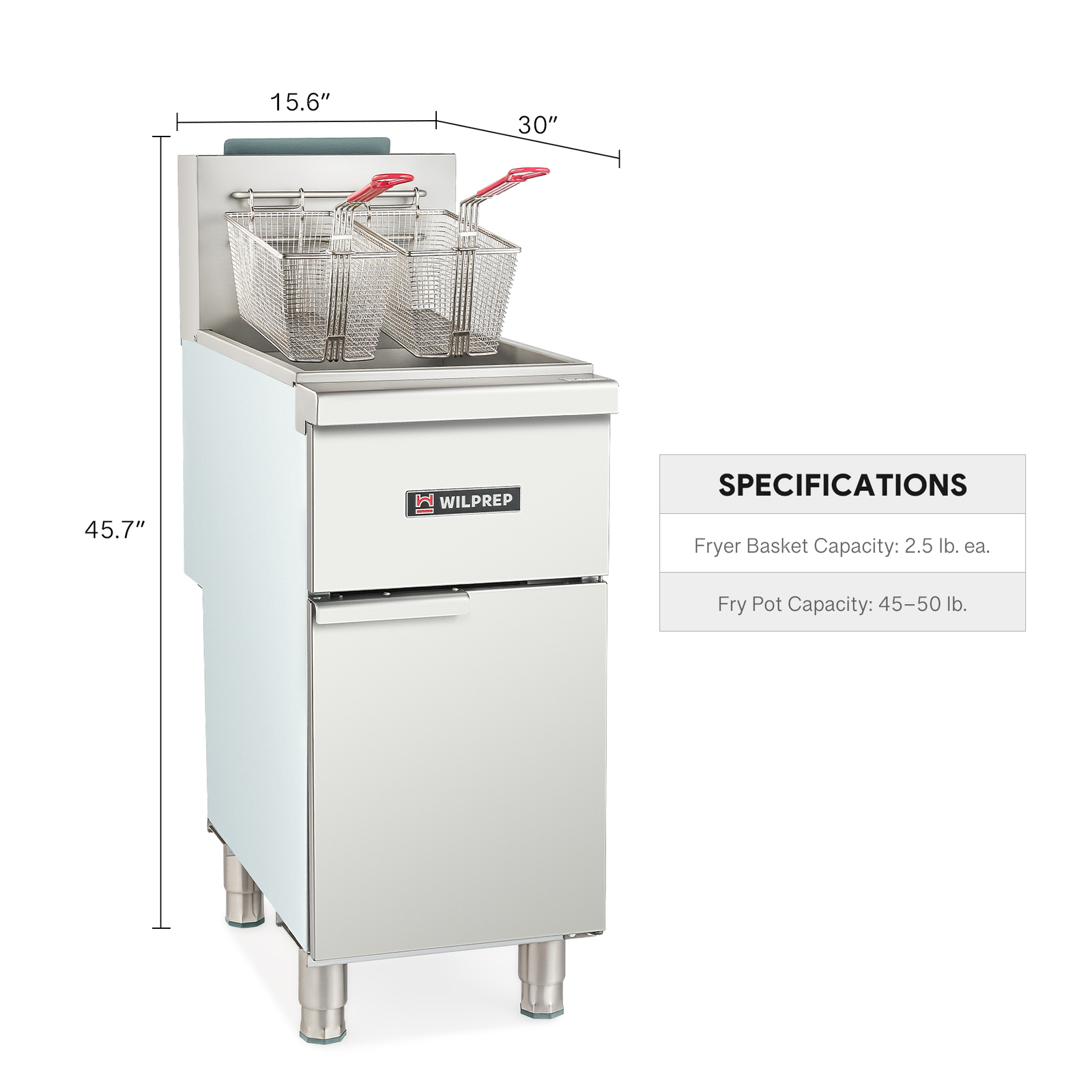 50lbs Propane Commercial Floor Deep Gas Fryer LP 4 Burner 120000BTU 400°F CSA