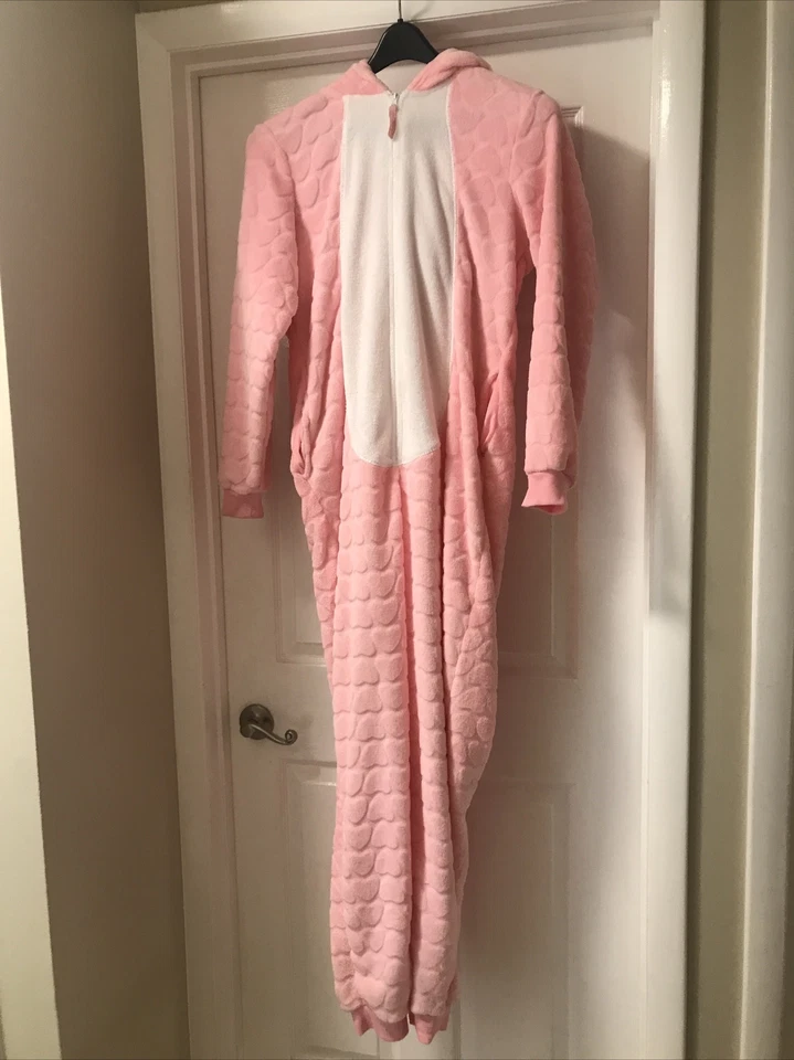 Secret Treasures 独角兽 Heart Onesie睡衣粉色 L 全拉链帽口袋服装 — 第 2/4 张图片