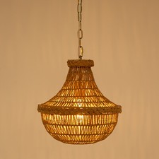 Farmhouse Ceiling Light Fixture Adjustable Woven Cage Hanging Pendant Lamp 60w