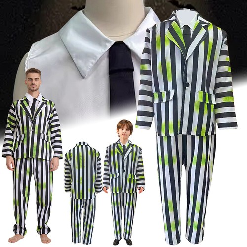 Herren Beetlejuice Kostüm Spooky Karneval Cosplay Kostüm. mit Anzug&Hose&Krawatt - Bild 6 von 24