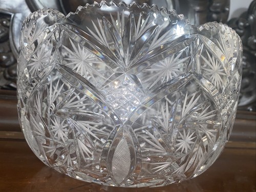 Antique Brilliant Cut Glass Centerpiece Bowl Large - Picture 4 of 12