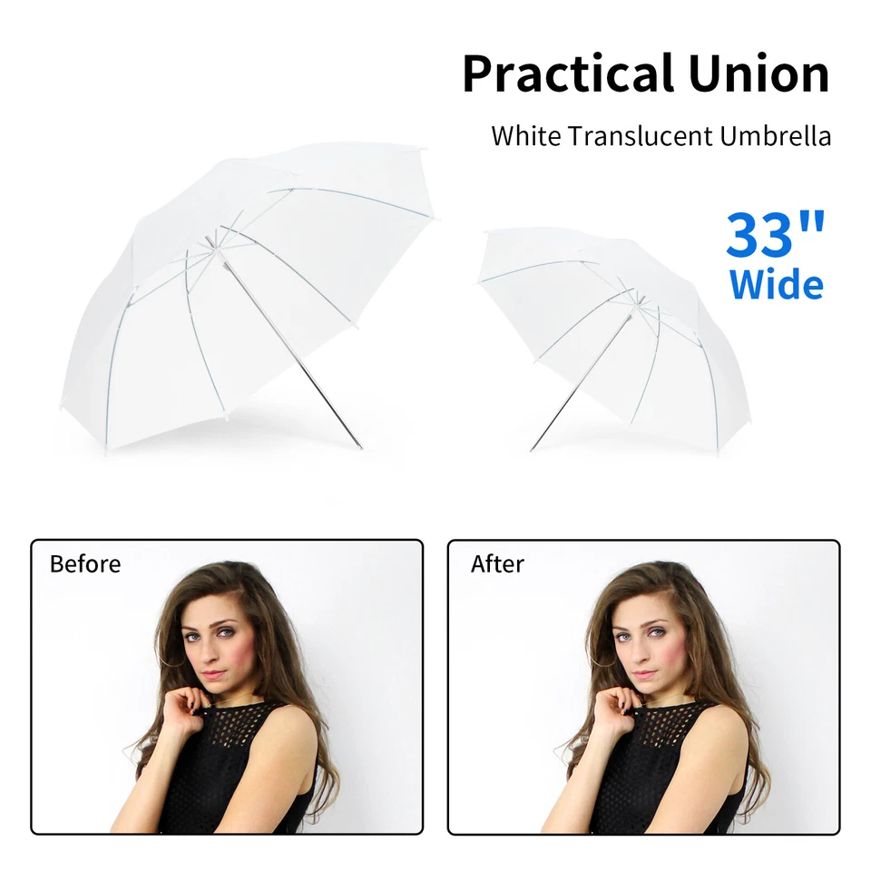 Photo Umbrella Kit 33"/84cm White Soft Umbrella with Light Stand and Flash Brack - Image 4 of 4