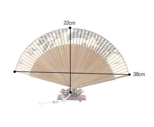KOREANISCHER TRADITIONELLER SEIDENFAN BAMBUS HANDVENTILATOR FEINER BAUM DESIGN FAN - Bild 7 von 7