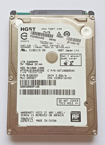 1 TB SATA HGST HTS541010A9E680 5400rpm 8MB HDD 2.5" interne Festplatte
