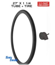 One 1 27 x 1 1/4 Bicycle Black Tire  Inner Tube Bundle Bike Touring Road DURO