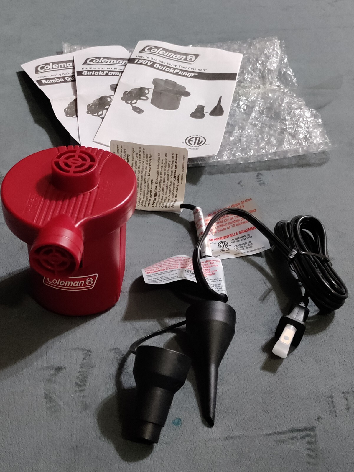 Coleman Quick Pump Air Bed Pump Model HB55100B 120V / 60 Hz eBay