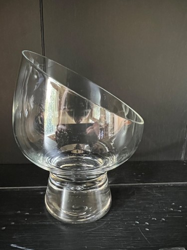MCM Kosta Boda Rondo Mambo Tilted Art Glass w/ Air Bubble Candy Dish Display Vtg - Bild 3 von 11